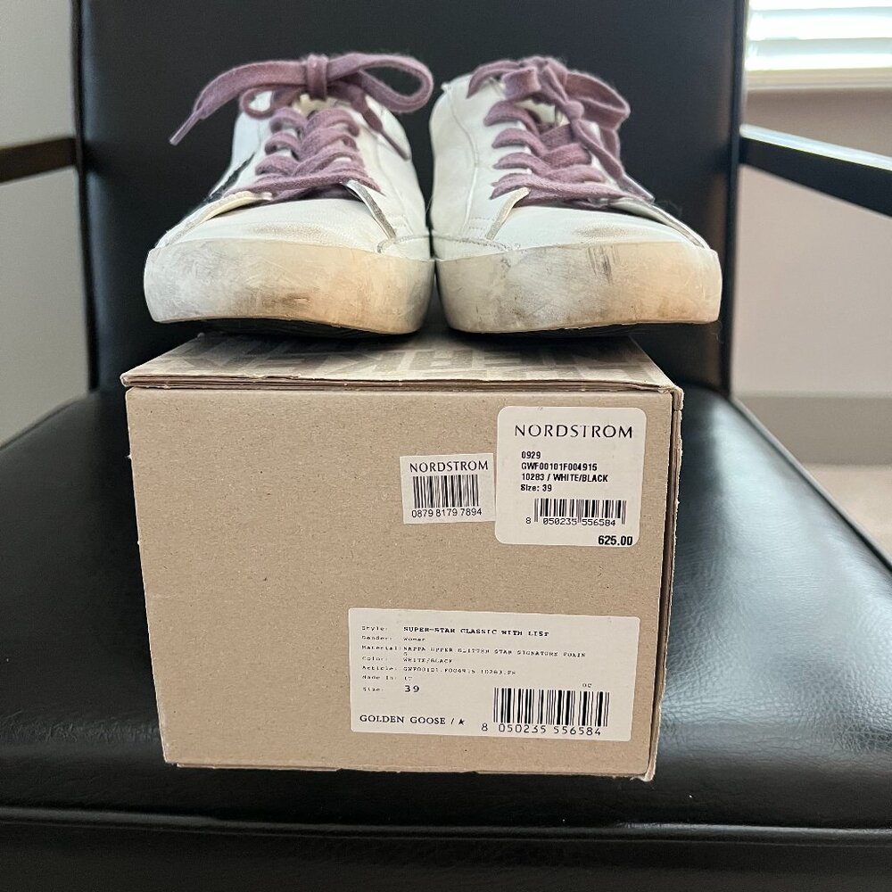 Women's Golden Goose Super Star Sneaker with Purple Star (Size 39)